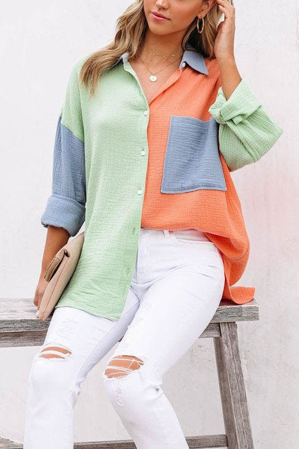 Mara | Casual Overhemd met Kleurcontrast