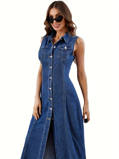 Denim jurk met enkele knopen - Riley
