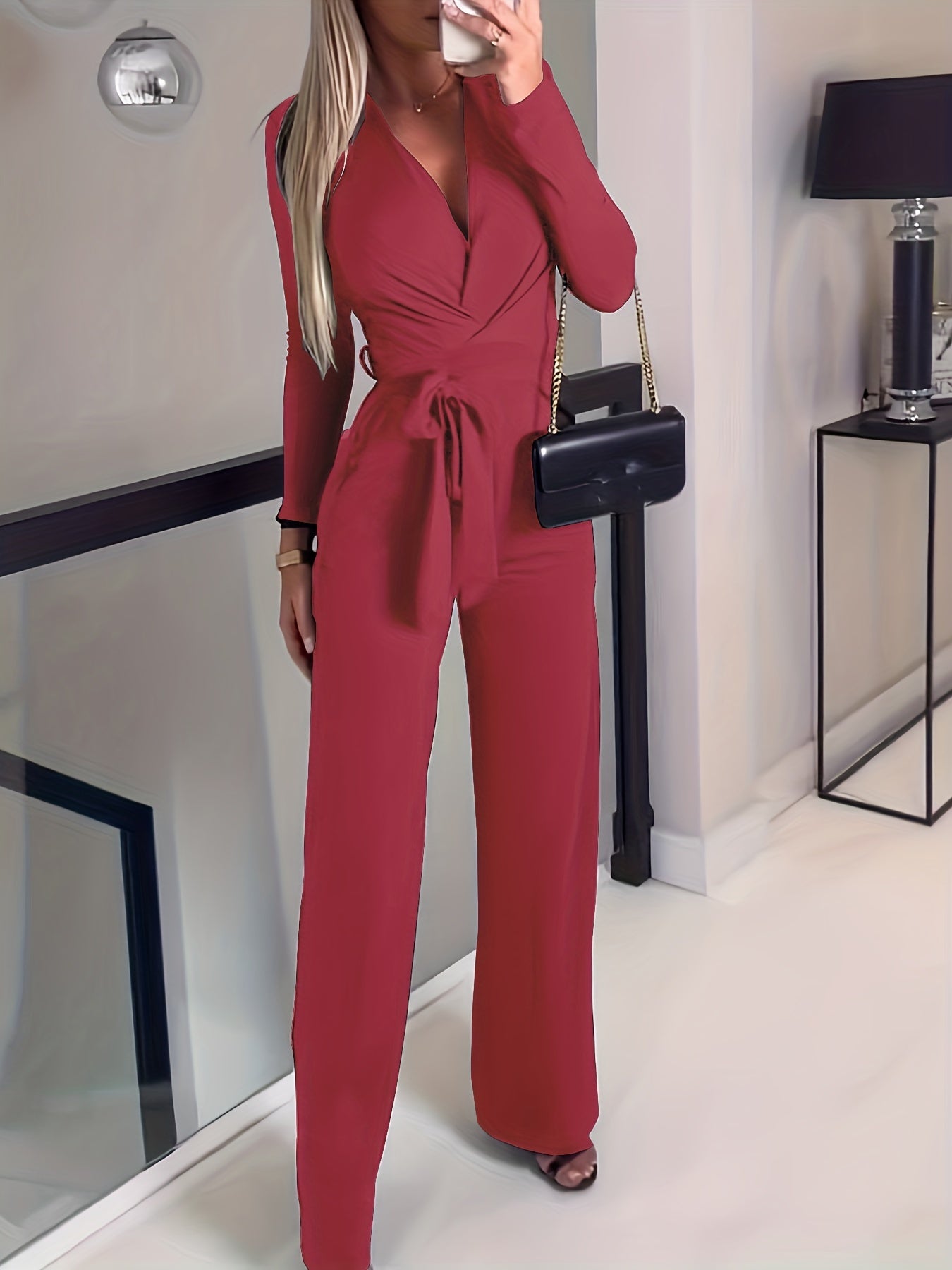 Jumpsuit met brede pijpen en riem - Chloe