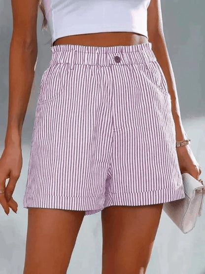 Eartha - Losse Gestreepte Korte Broek