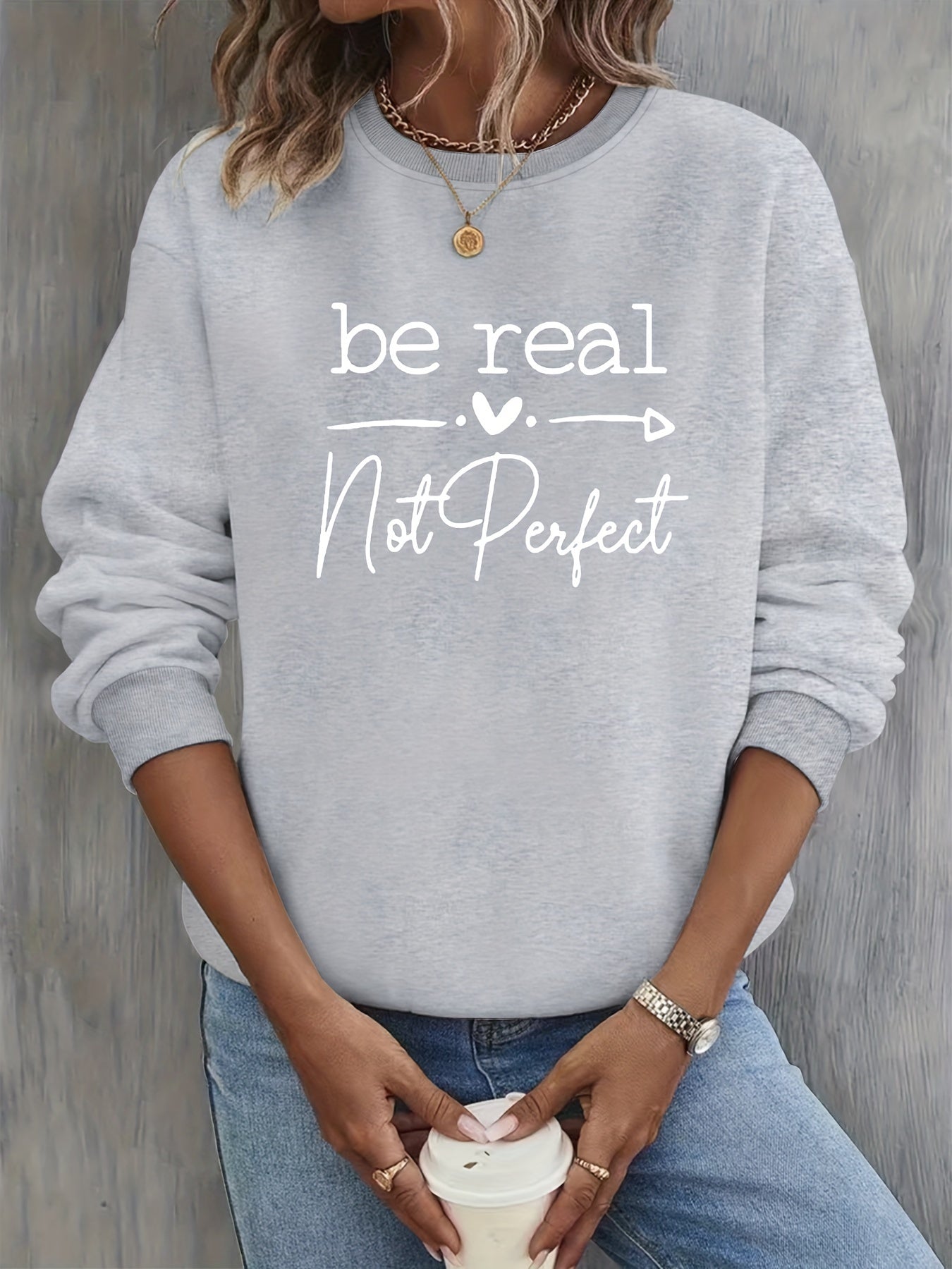 Sweatshirt met slogan en hartjesprint - Willow