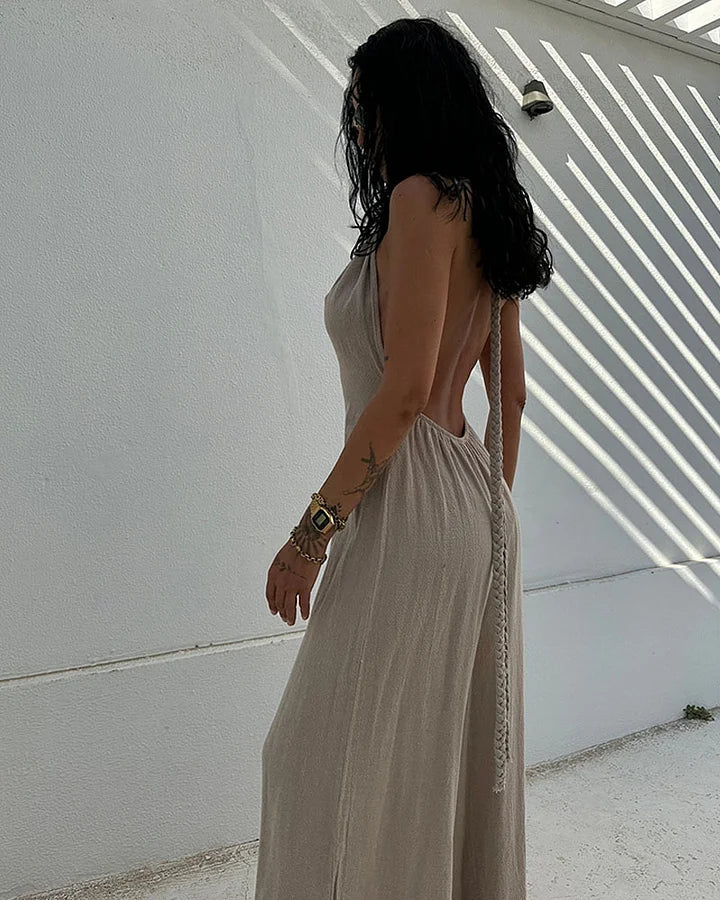 Lente | Comfy gevlochten jumpsuit met kant