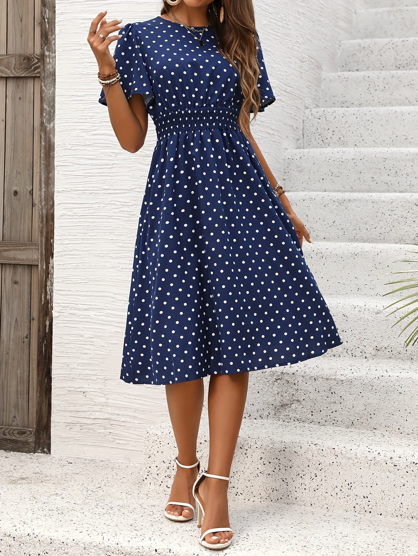 Ariella - Midi-jurk met ronde hals