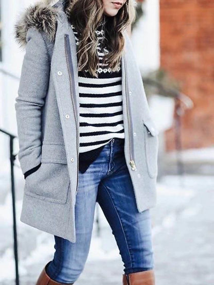 Ren | Wijde wollen jas met omslagkraag