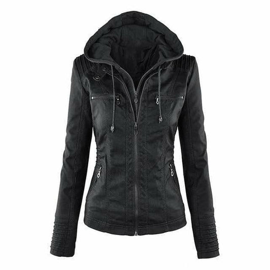 ModeParisienne® Jessie – Stijlvol Vintage Leren Jacket met Capuchon voor Dames