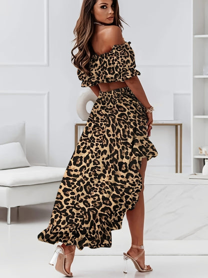 Luipaardprint elegante tweedelige set - Zoey