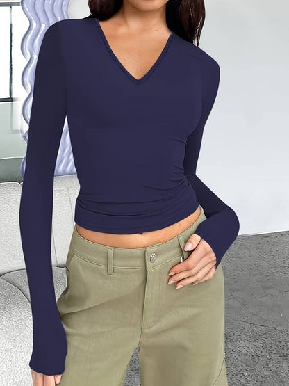 Lange Mouwen Top Met V-hals