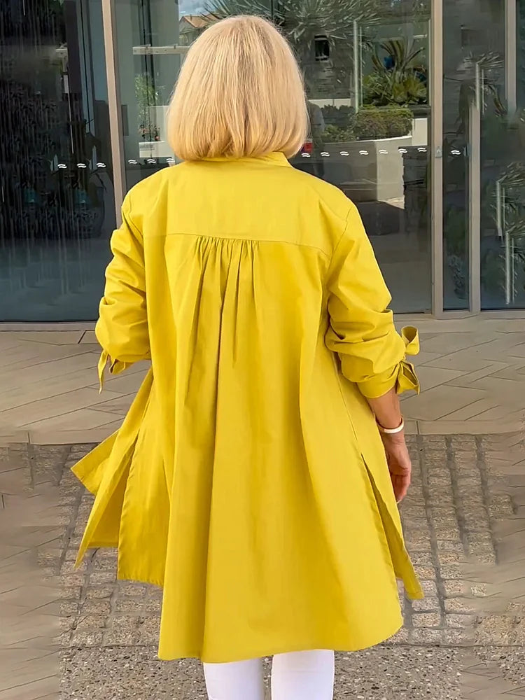 Maud | stijlvolle lange casual blouse met strikmouwen