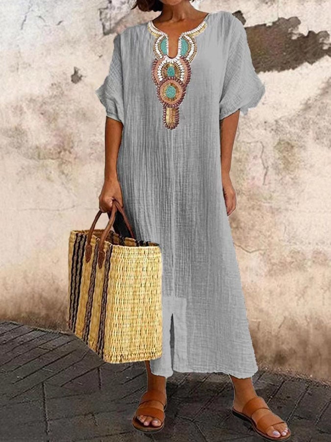Rubi | Luchtig kaftan jurk met etnische accenten