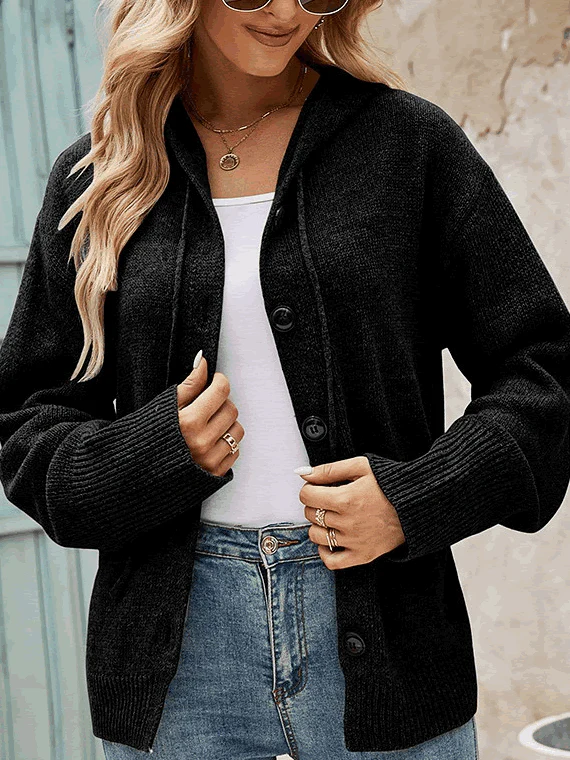 Gebreide Hoodie met Knopen - Stijlvol Comfort