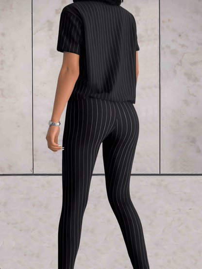 Faith -  2-delige set ribdesign poloblazer met knopen en pantalon