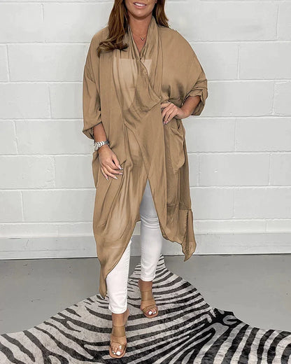 Joan  | Zijdeachtige losse top met V-hals - Stralend de Zomer in