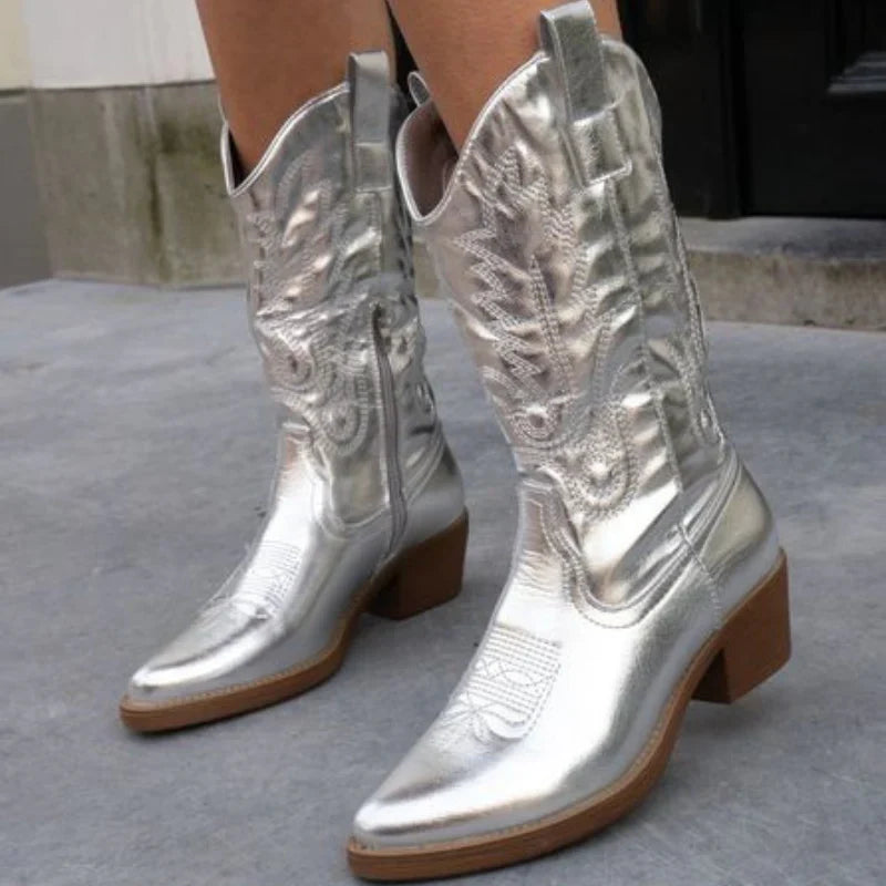 Allison - elegante metallic cowboy laarzen