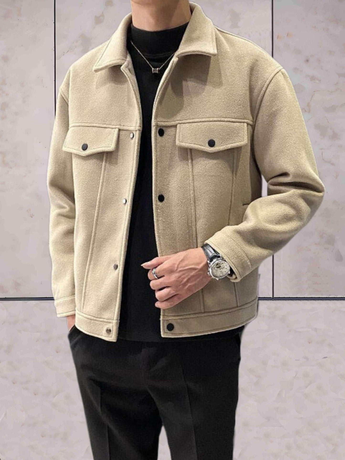 Grayson - eenvoudig jack met knoopsluiting en borstzakken