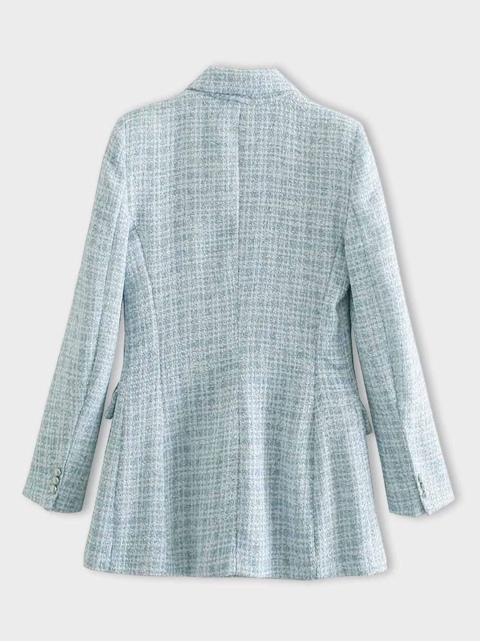 Tweedy Blazer | Modieuze damesblazer in lichtblauw