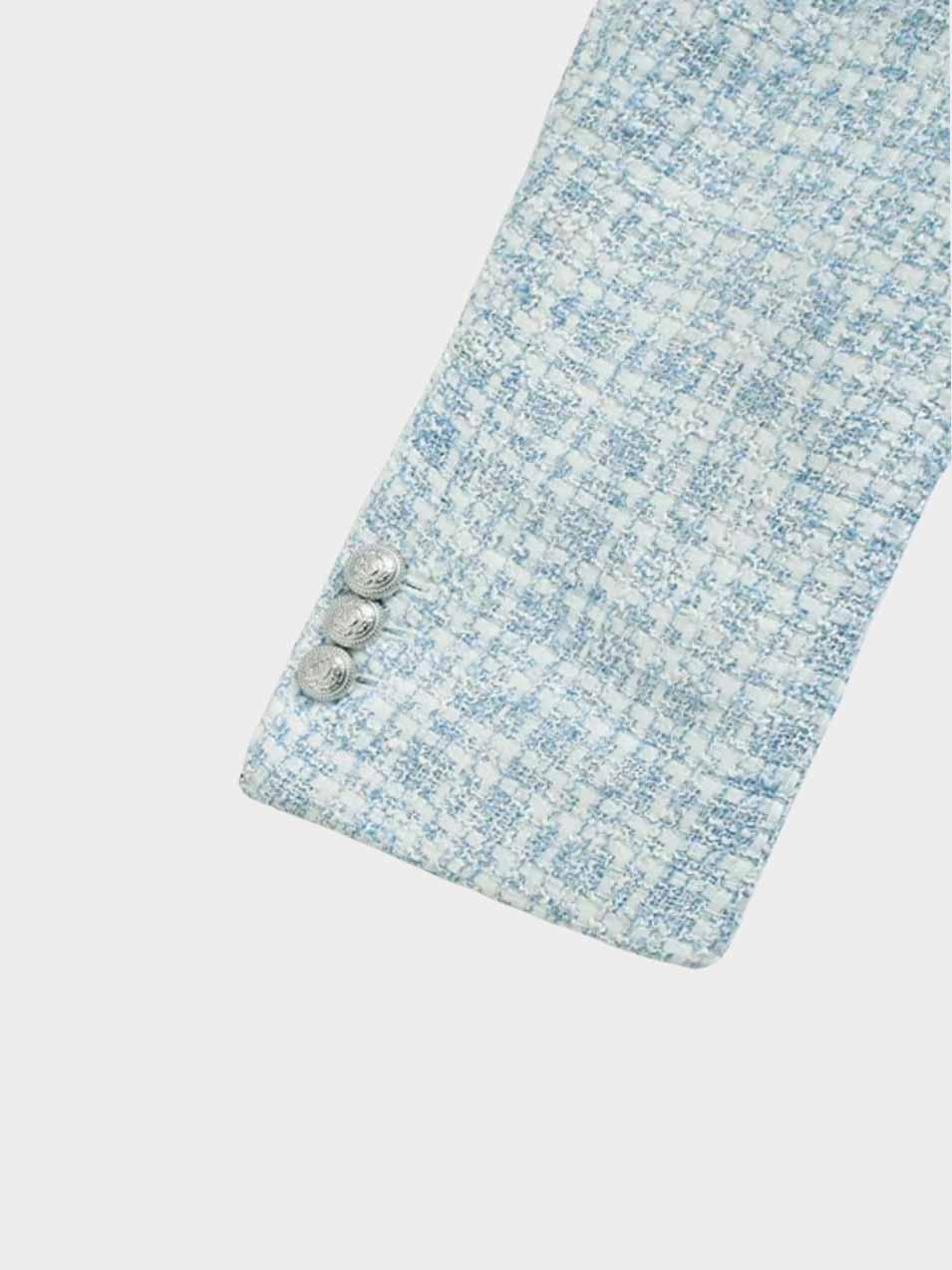 Tweedy Blazer | Modieuze damesblazer in lichtblauw