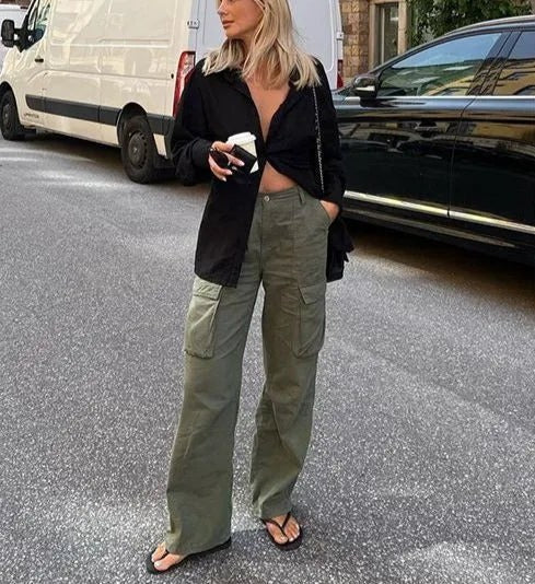 Cargo broek met rechte pasvorm voor dames