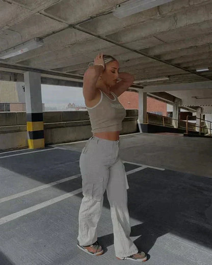 Cargo broek met rechte pasvorm voor dames
