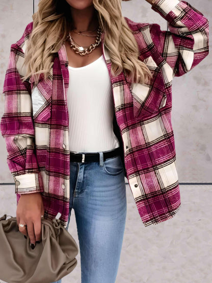 Hazel -  Oversized en comfortabel geruit jasje met knoopsluiting