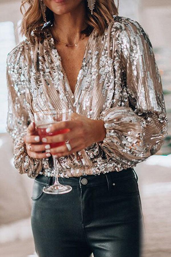 Christiana - Sparkling Glitter V-hals Top