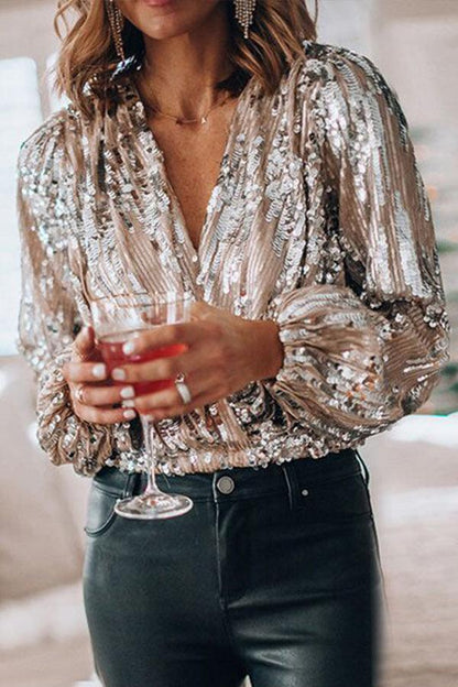 Christiana - Sparkling Glitter V-hals Top