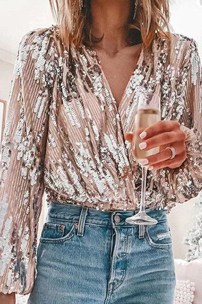 Christiana - Sparkling Glitter V-hals Top