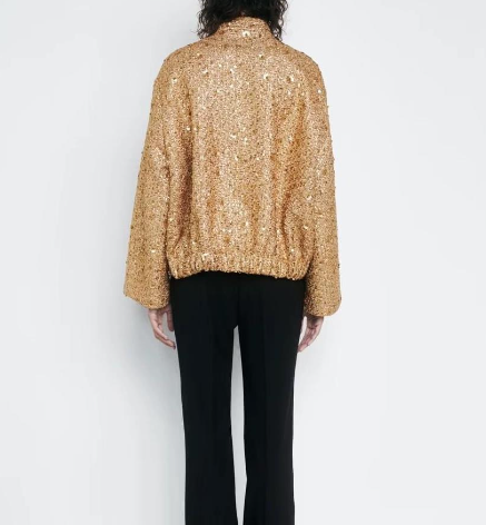 Isabella Jas | Elegante oversized jas met goudkleurige pailletten