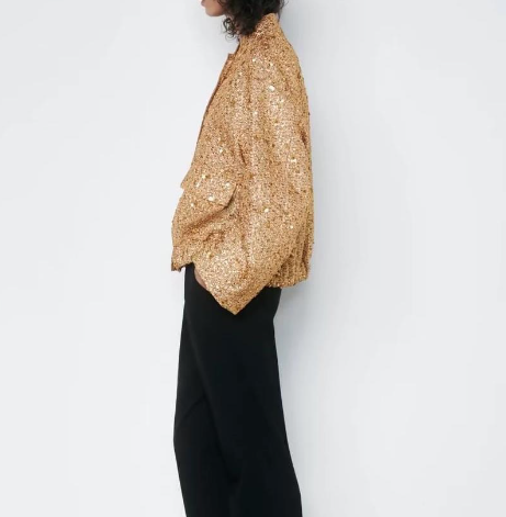 Isabella Jas | Elegante oversized jas met goudkleurige pailletten