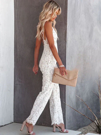Wilhelmina - Witte kanten jumpsuit