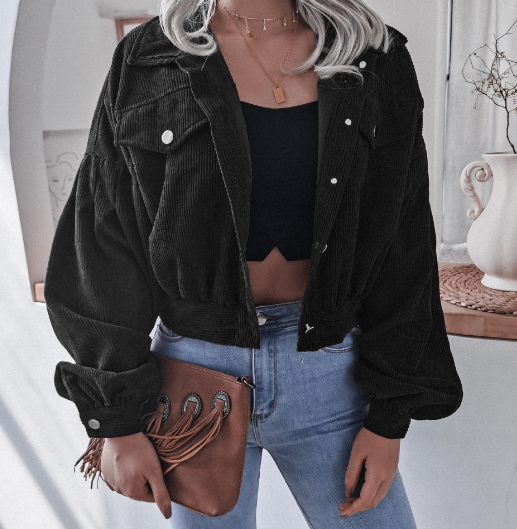 Denim Western Blouse | Trendy blouse van gekleurd spijkerstof met mao kraag voor dames