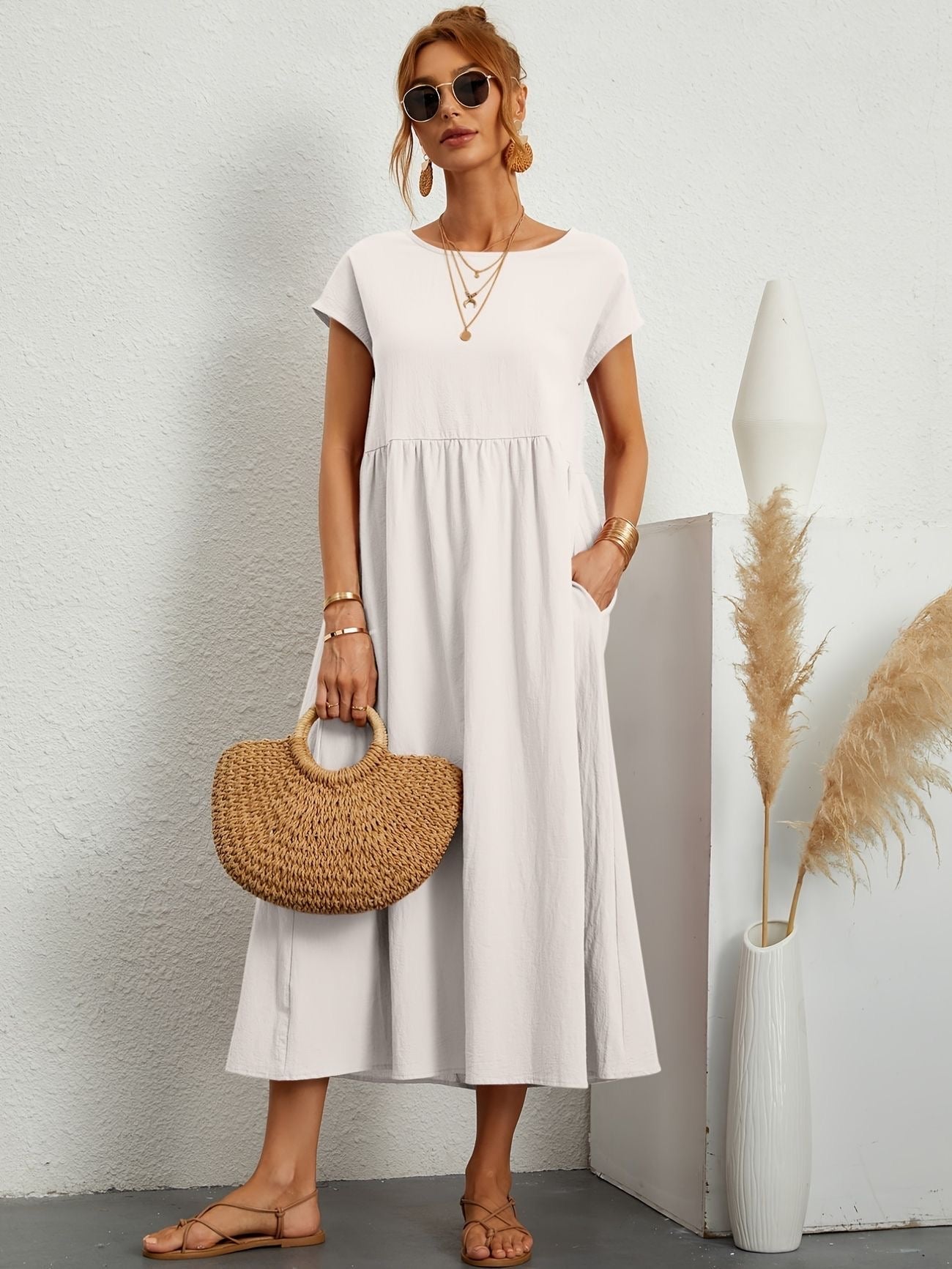 Renee - Zomerse vintage jurk met korte mouwen