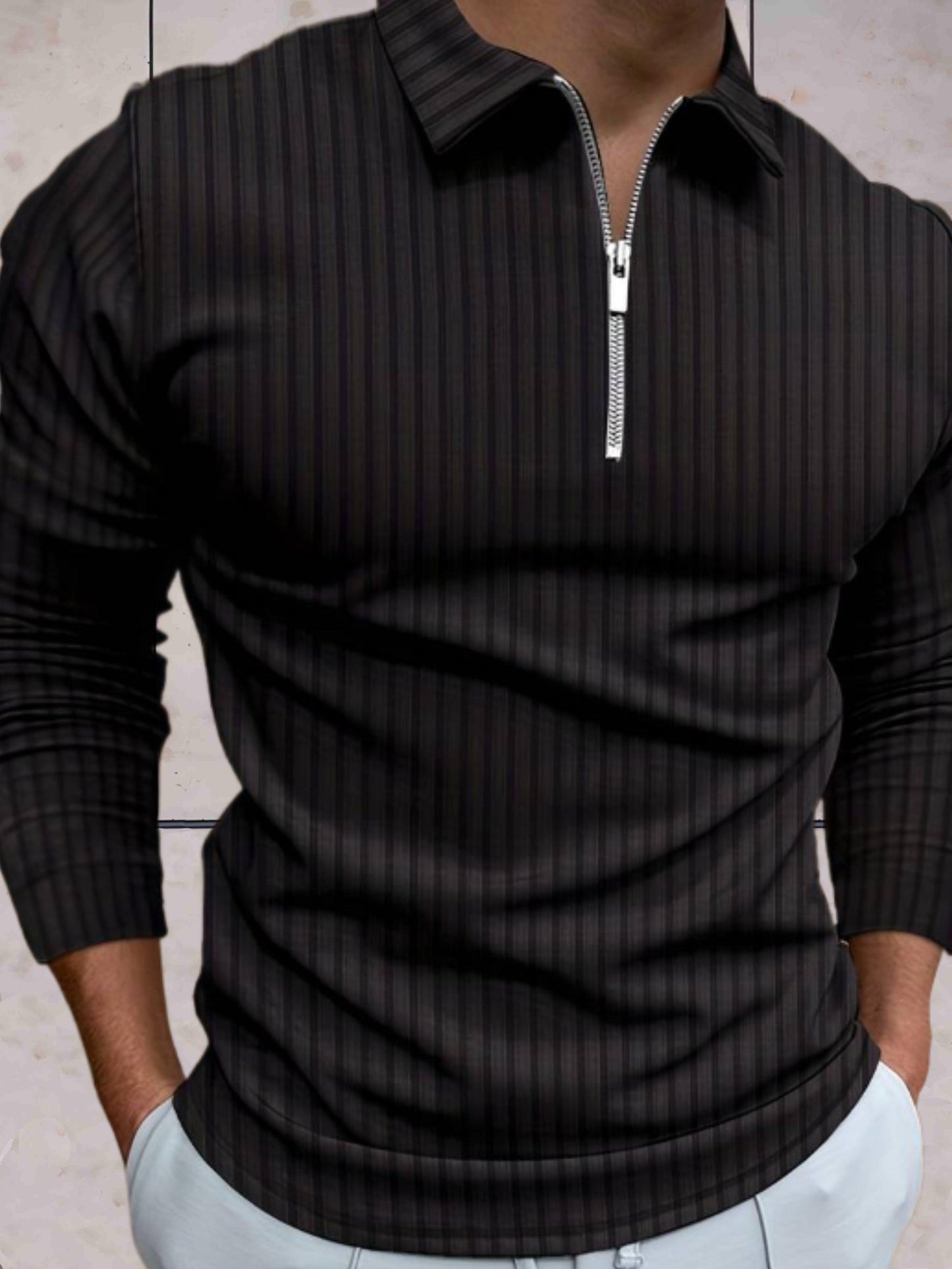 James - Winter warme trui zipper kraag strepen comfortabel in meerdere kleuren