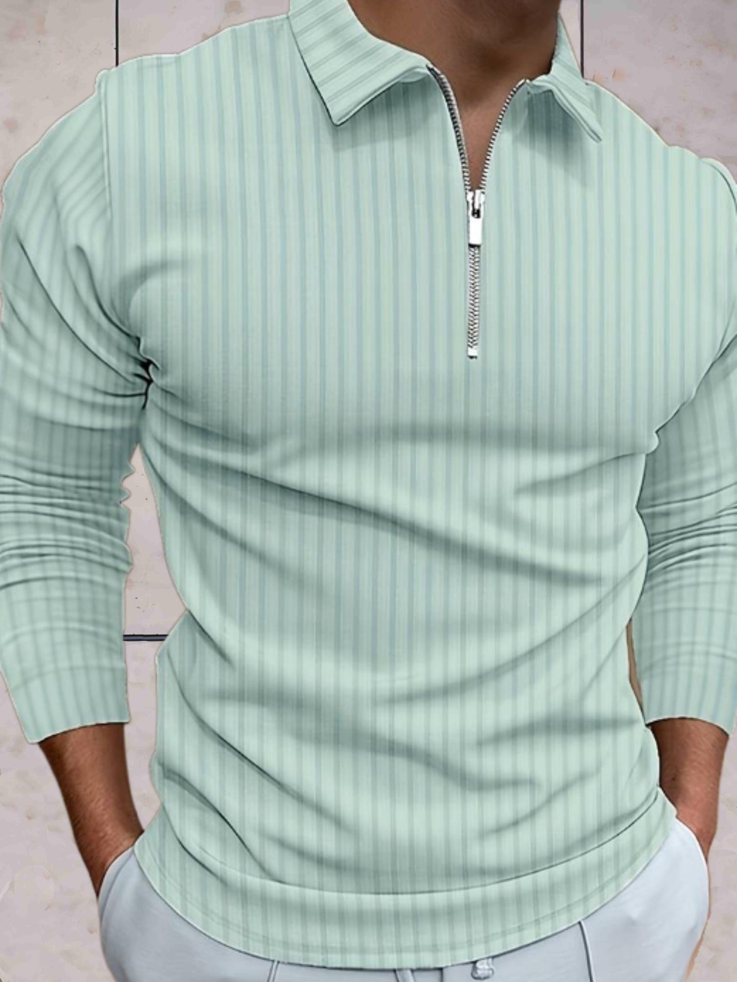 James - Winter warme sweater zipper kraag strepen comfortabel in meerdere kleuren