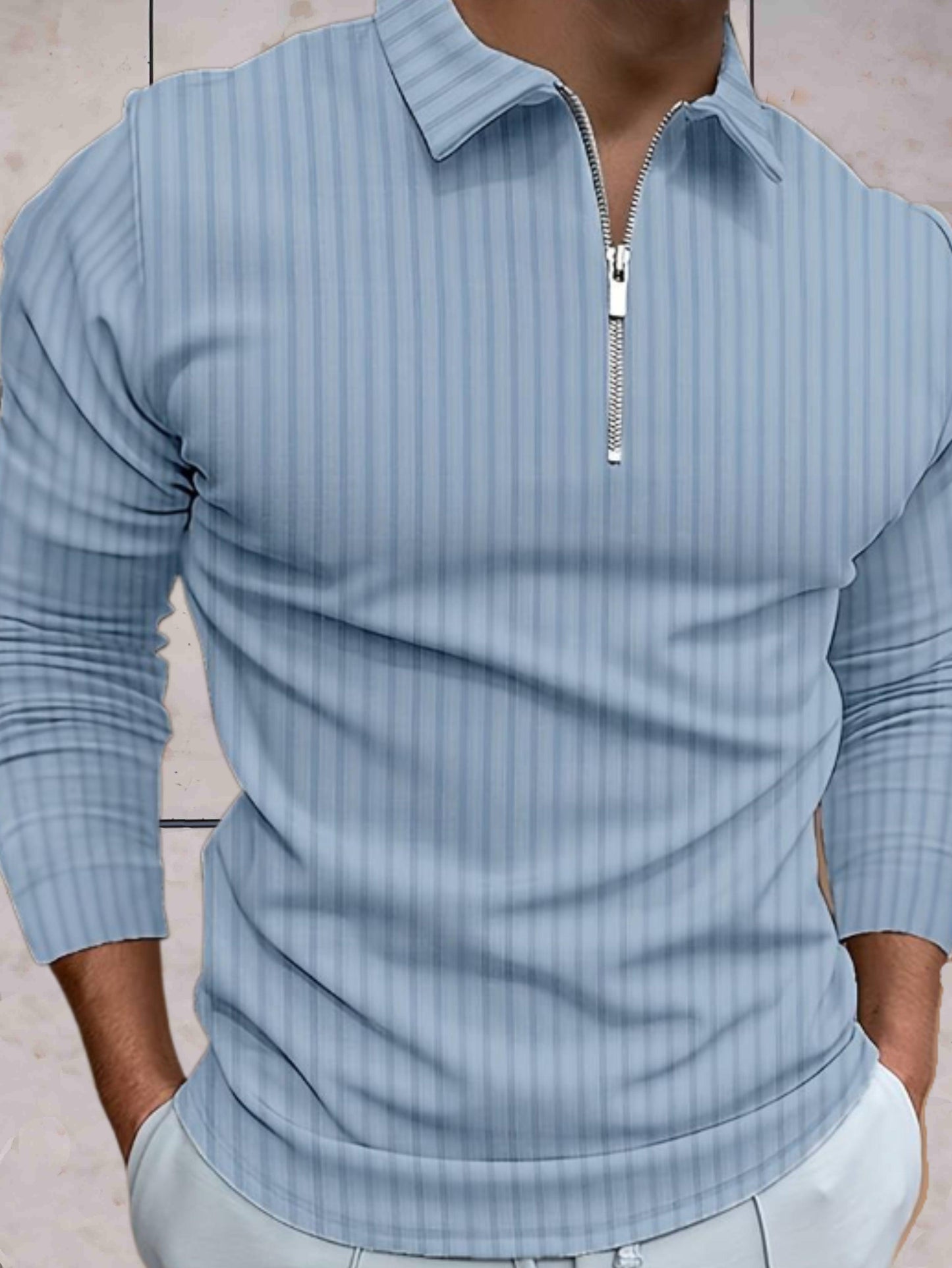 James - Winter warme trui zipper kraag strepen comfortabel in meerdere kleuren