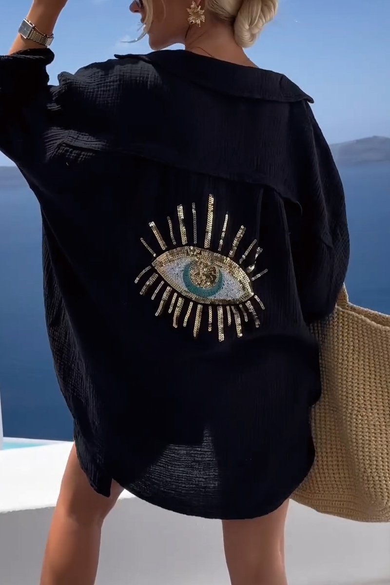Freya | luchtige tuniek met oogprint