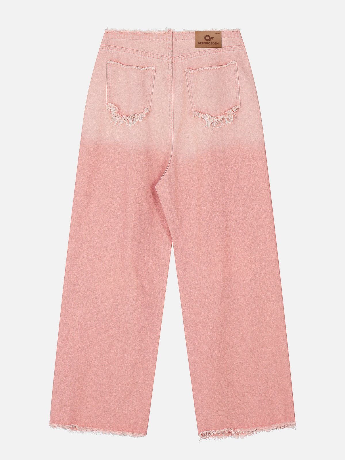 Beatrice - Losvallende Jeans met Franje en Letters