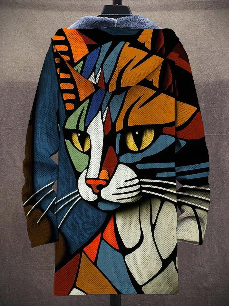 Loretto - Warme jas met kattenpatroon