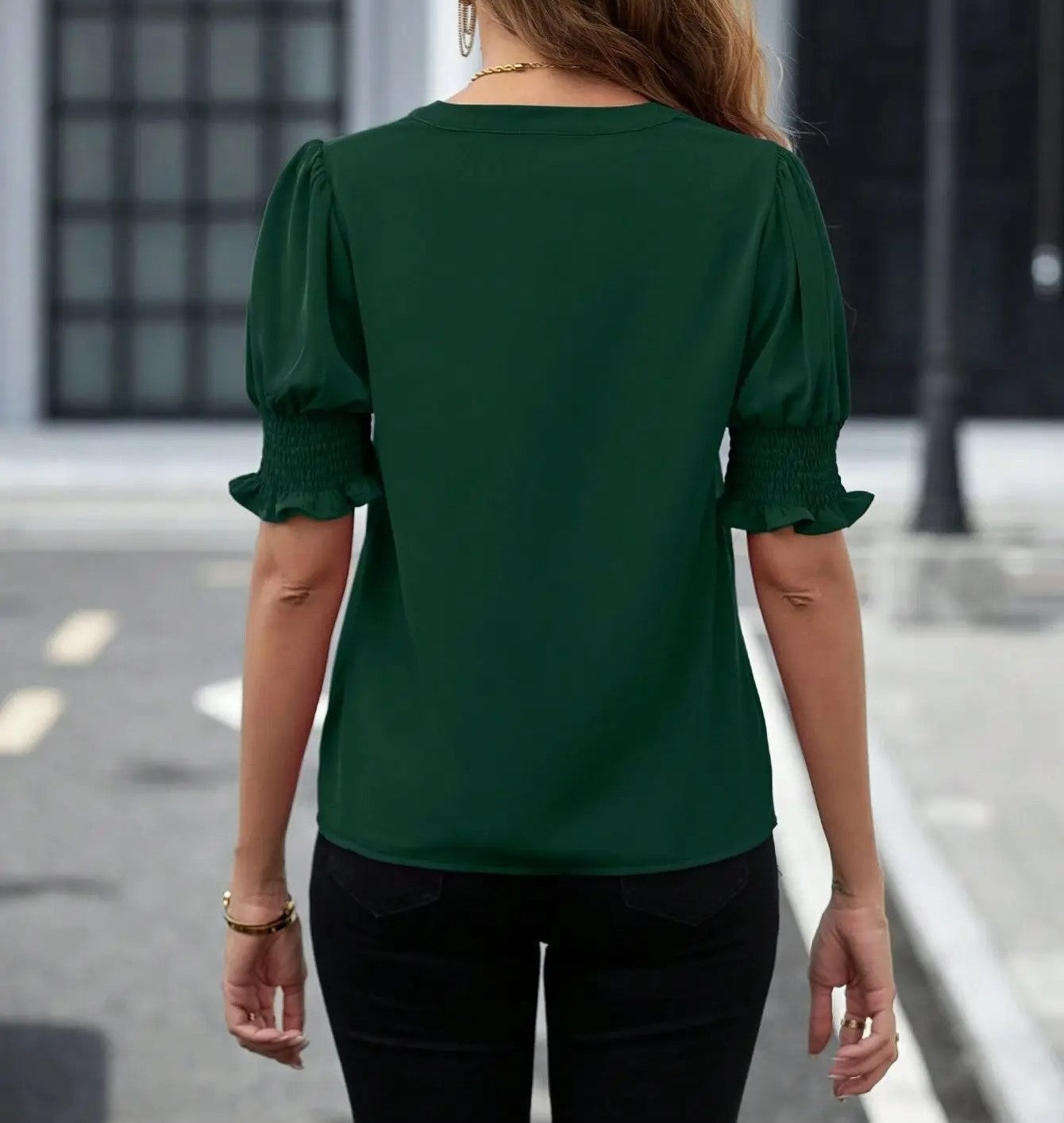 Jade | elegante blouse met pofmouwen