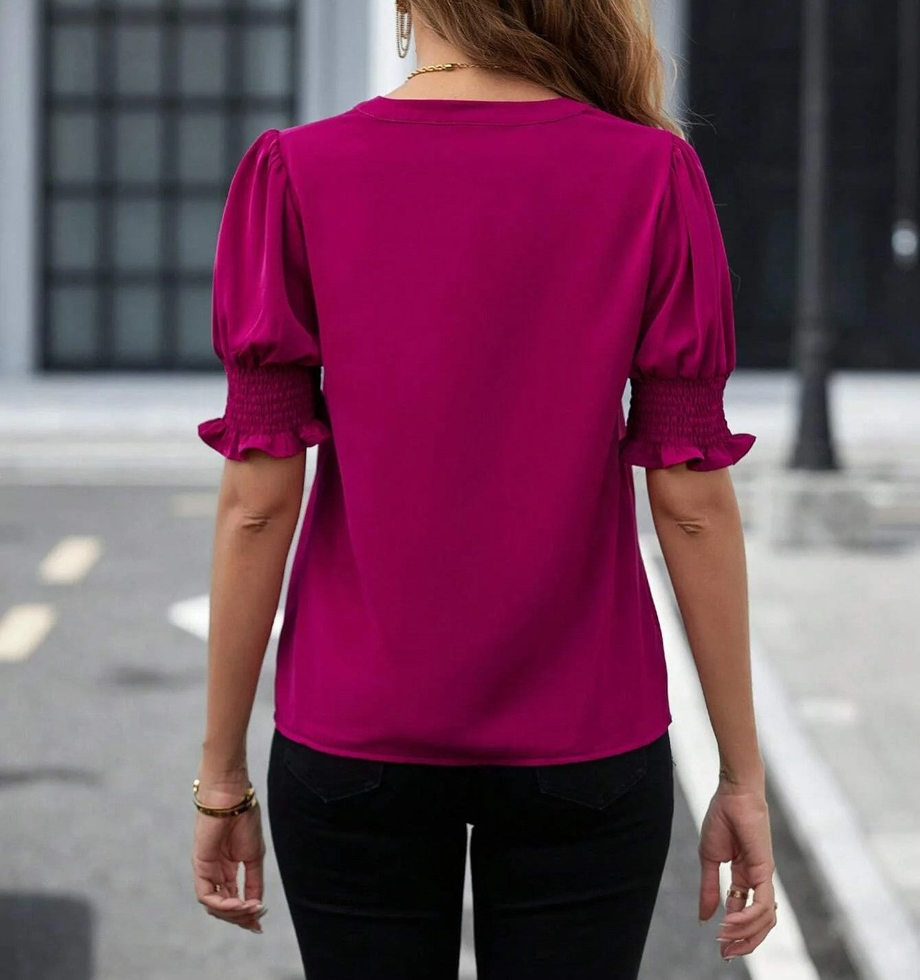 Jade | elegante blouse met pofmouwen