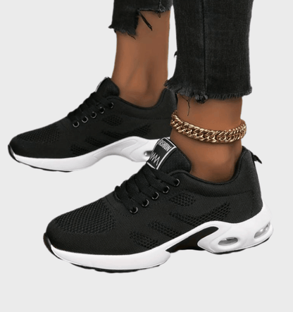 Zeina -  Halfhoge hardloopsneakers met veters patroonontwerp en label op de tong