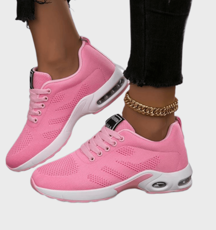 Zeina -  Halfhoge hardloopsneakers met veters patroonontwerp en label op de tong