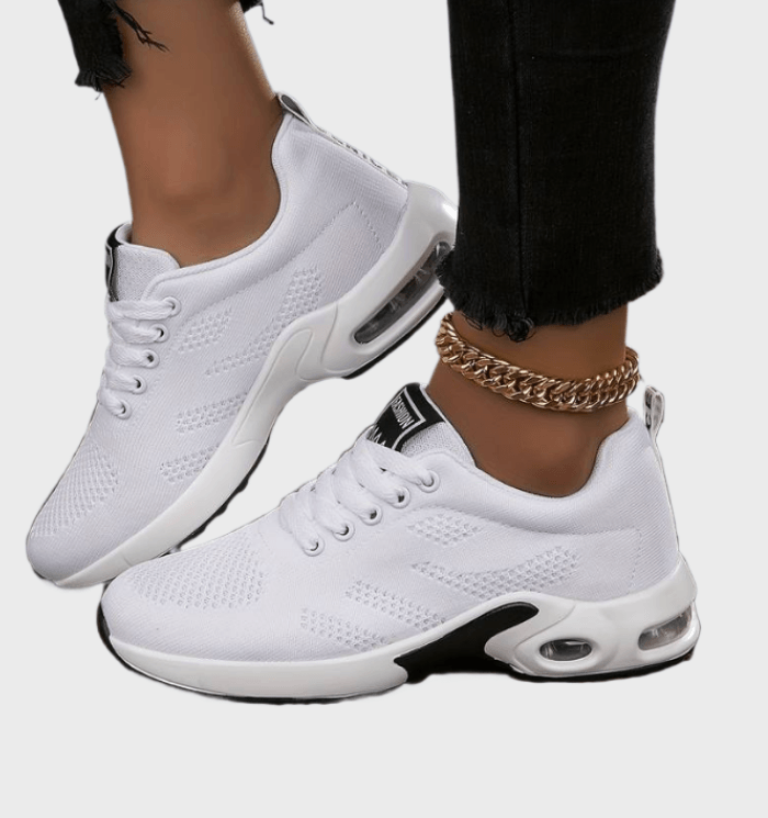 Zeina -  Halfhoge hardloopsneakers met veters patroonontwerp en label op de tong