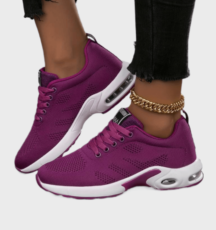 Zeina -  Halfhoge hardloopsneakers met veters patroonontwerp en label op de tong