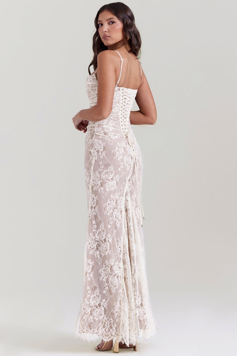 Alina - Dames Elegant Kant Korset Bodycon Jurk met Aantrekkoord Taille
