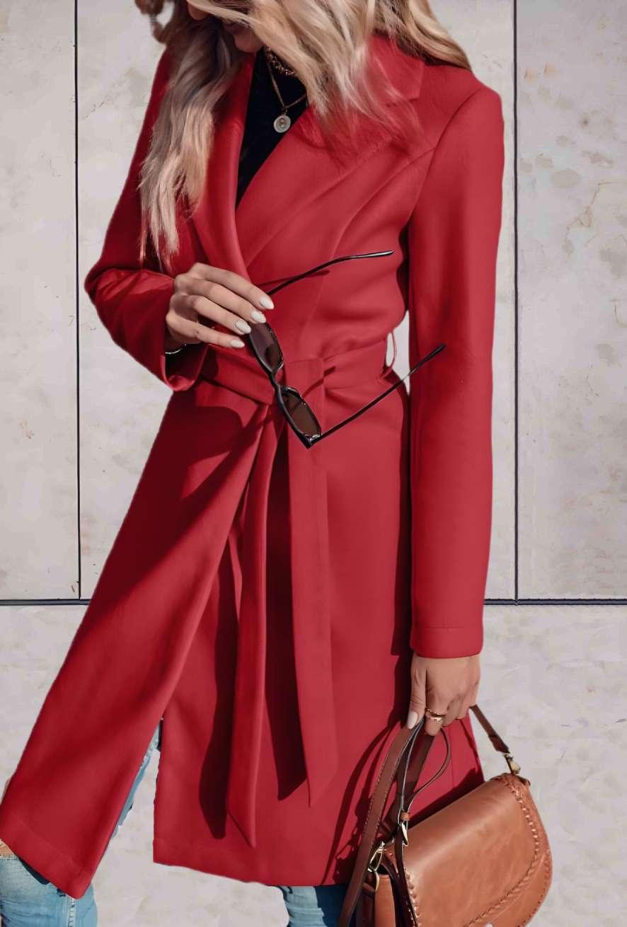 Lissy | Lange stijlvolle jas voor mode met knoopontwerp met dikke touwtjes aan de zijkant