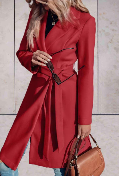 Lissy | Lange stijlvolle jas voor mode met knoopontwerp met dikke touwtjes aan de zijkant