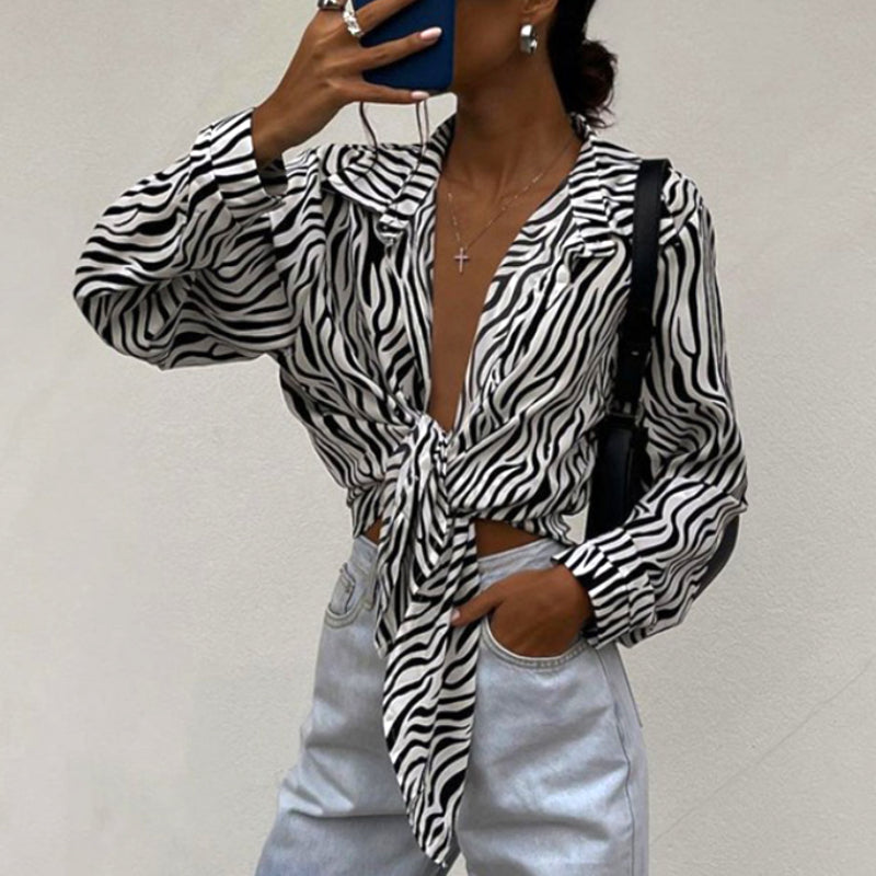 Zebra knoopblouse