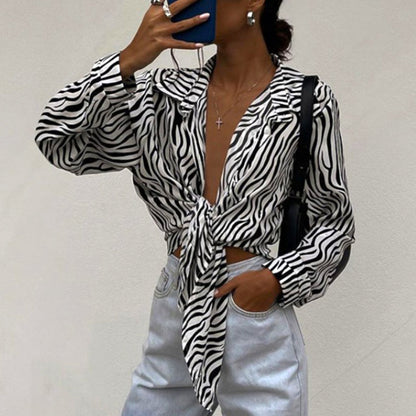 Zebra knoopblouse