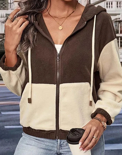 Bruin / beige vest met rits