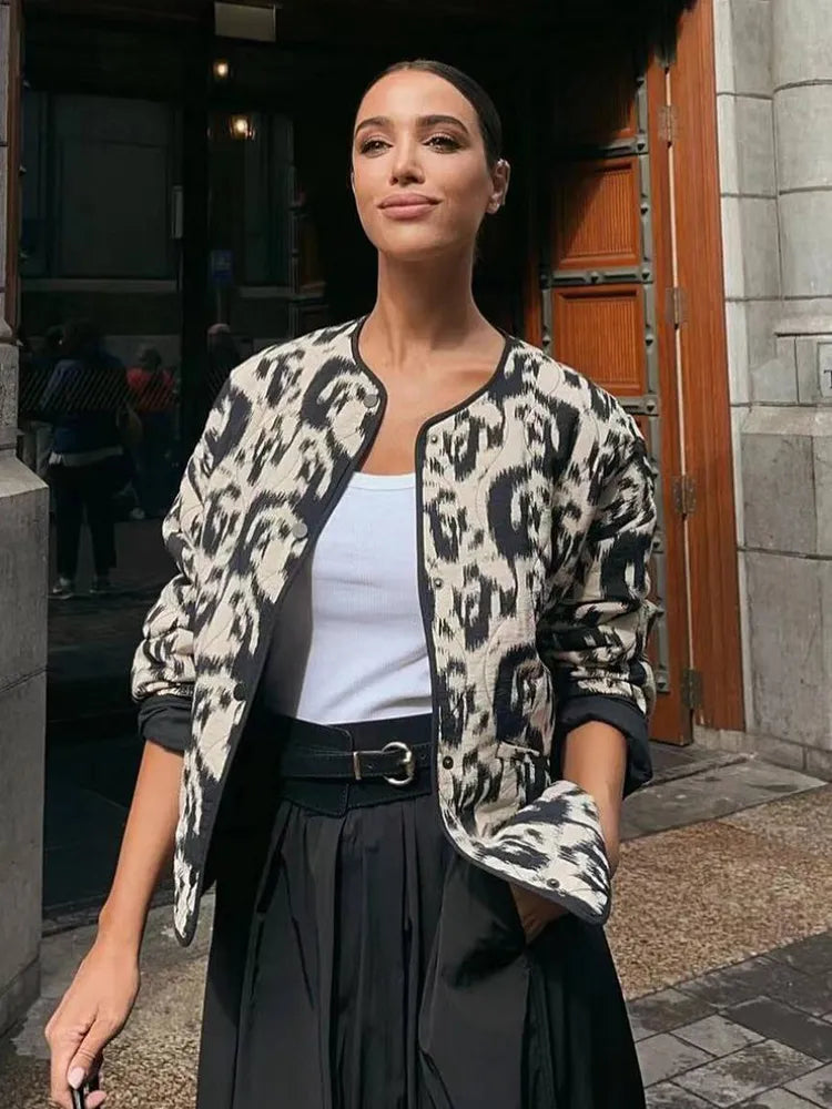 Wit/zwart jasje met print